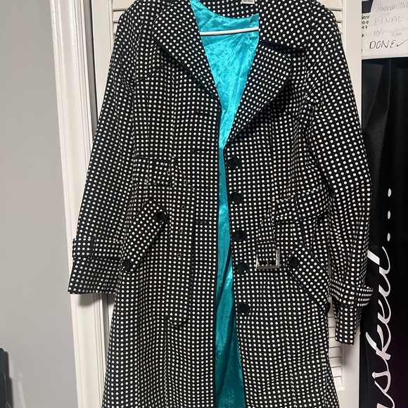 Vertigo Paris Jackets & Blazers - Vintage 2000s Vertigo Paris Black and White Polka Dot Trench Coat